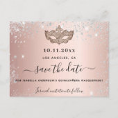 Quinceanera masquerade roos gold met uitzondering aankondigingskaart (Voorkant)