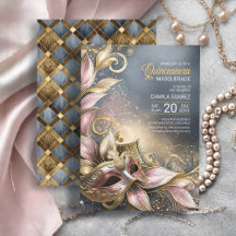Quinceanera Masquerade Roos Goud ID1031