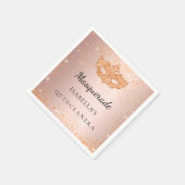 Quinceanera Masquerade roos goudmasker Servet (Hoek)