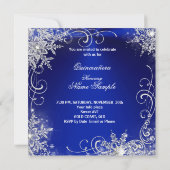 Quinceanera Masquerade Royal Blue Snowflakes Kaart (Achterkant)