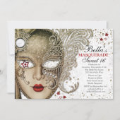 Quinceanera Masquerade Verjaardagsfeestuitnodiging Kaart (Voorkant)