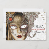 Quinceanera Masquerade Verjaardagsfeestuitnodiging Kaart (Achterkant)