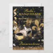 Quinceanera Masquerade Verjaardagsfeestuitnodiging Kaart (Voorkant)