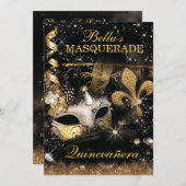 Quinceanera Masquerade Verjaardagsfeestuitnodiging Kaart (Voorkant / Achterkant)