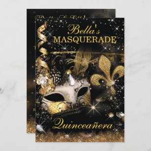 Quinceanera Masquerade Verjaardagsfeestuitnodiging Kaart