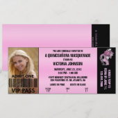 Quinceañera Masquerade VIP Admission Ticket Kaart (Voorkant / Achterkant)