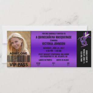 Quinceañera Masquerade VIP Admission Ticket Kaart