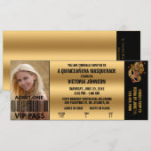 Quinceañera Masquerade VIP Admission Ticket Kaart (Voorkant / Achterkant)
