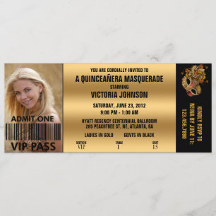 Quinceañera Masquerade VIP Admission Ticket Kaart