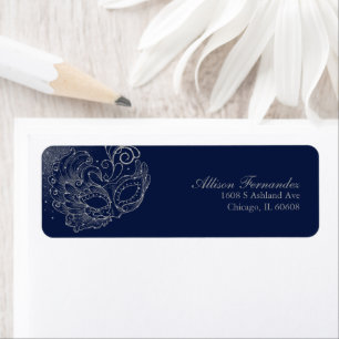 Quinceanera Masquerade Zilver Glitter Blauw Etiket