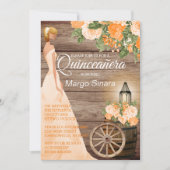 Quinceañera Meisje - Hout Vat & Sinaasappel Bloeme Kaart (Voorkant)