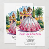 Quinceañera Meisje in roze en witte jurk Kaart (Voorkant / Achterkant)