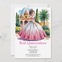 Quinceañera Meisje in roze en witte jurk
