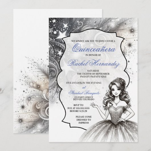 Quinceañera-meisje met kristal kaart (Voorkant / Achterkant)