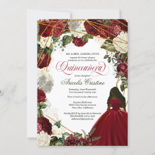 Quinceanera met elegante gans- en bruinbloemalen kaart