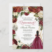 Quinceanera met elegante gans- en bruinbloemalen kaart (Voorkant)