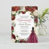 Quinceanera met elegante gans- en bruinbloemalen kaart (Staand voorkant)