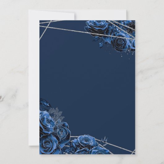 Quinceañera met Royal Navy Blue Rozen en Tiara Kaart (Achterkant)