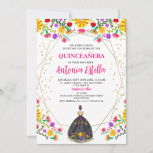 Quinceanera Mexicaans Feest Zwarte Prinsessenjurk Kaart
