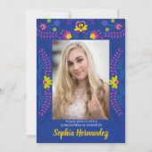 Quinceanera Mexicaanse Fiesta Party Royal Blue Fot Kaart (Voorkant)