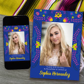 Quinceanera Mexicaanse Fiesta Party Royal Blue Fot Kaart