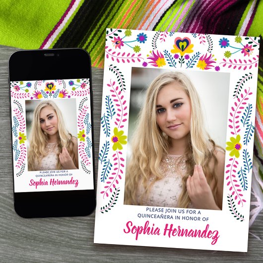 Quinceanera Mexicaanse Fiesta Party Wit Foto Kaart
