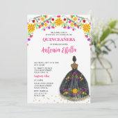 Quinceanera Mexicaanse Fiesta Prinses Jurk Kaart (Staand voorkant)