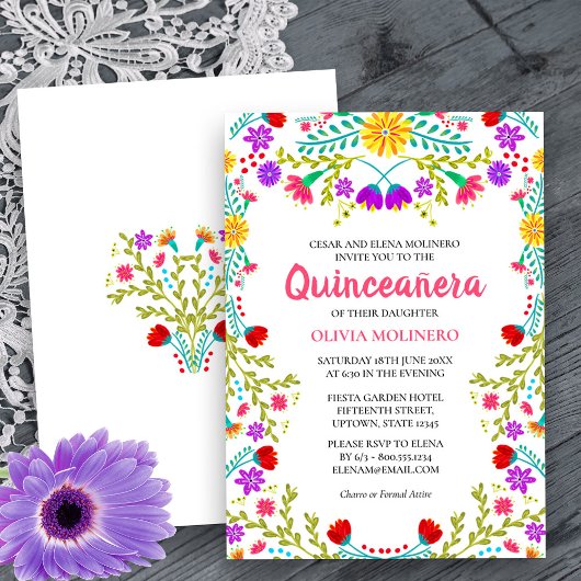 Quinceanera Mexican Fiesta Floral 15e verjaardag Kaart