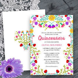 Quinceanera Mexican Fiesta Floral 15e verjaardag Kaart