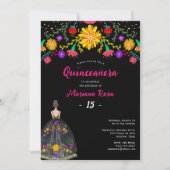 Quinceanera Mexican Fiesta Floral Birthday Kaart (Voorkant)