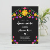 Quinceanera Mexican Fiesta Floral Birthday Kaart (Staand voorkant)