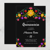 Quinceanera Mexican Fiesta Floral Birthday Kaart (Voorkant / Achterkant)