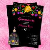 Quinceanera Mexican Fiesta Floral Birthday Kaart