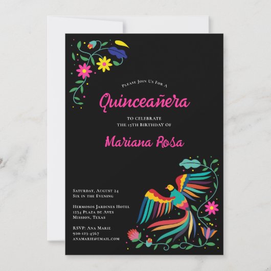 Quinceanera Mexican Fiesta Floral Birthday Kaart (Voorkant)