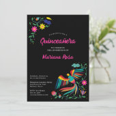 Quinceanera Mexican Fiesta Floral Birthday Kaart (Staand voorkant)