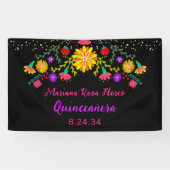 Quinceanera Mexican Fiesta Floral Birthday Spandoek (Horizontaal)