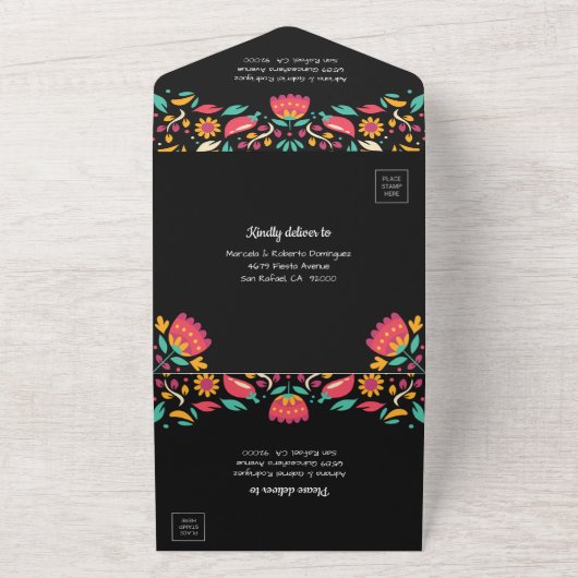 Quinceañera mexican fista florood all in one uitnodiging (Buitenkant)