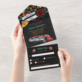 Quinceañera mexican fista florood all in one uitnodiging