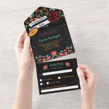 Quinceañera mexican fista moderne florale rode roo