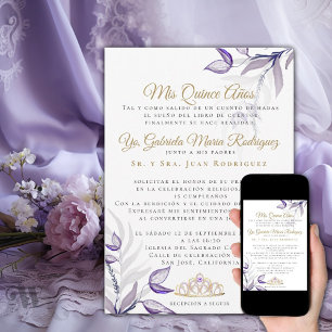 Quinceañera Mijn Quince Jaar Paarse Bladeren Kaart