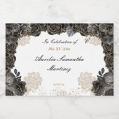 Quinceañera Mini Liquor Fles Zwart en Goud Likeurfles Etiket (Enkel label)