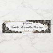 Quinceañera Mini Mousserende Wijn Zwart en Goud Waterfles Etiket (Enkel label)