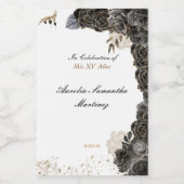 Quinceañera Mini Wijnfles Etiketten Zwart en Goud (Enkel label)