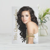 Quinceañera Minimale Fancy fotokalligrafie Kaart (Staand voorkant)
