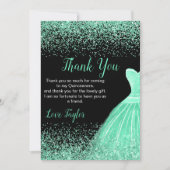 Quinceanera Mint Green Dress Faux Glitter Bedankkaart (Voorkant)