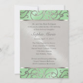 Quinceanera Mint Green en Silver Filigree Swirls Kaart (Voorkant)