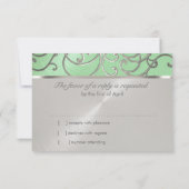 Quinceanera Mint Green en Silver Filigree Swirls Kaart (Achterkant)