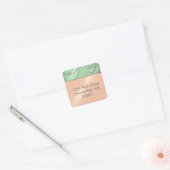 Quinceanera Mint Green Peach Silver Filigree Swirl Vierkante Sticker (Envelop)
