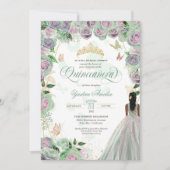 Quinceanera Mint Green Rozen Elegant Butterflies I Kaart (Voorkant)