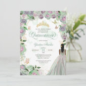 Quinceanera Mint Green Rozen Elegant Butterflies I Kaart (Staand voorkant)
